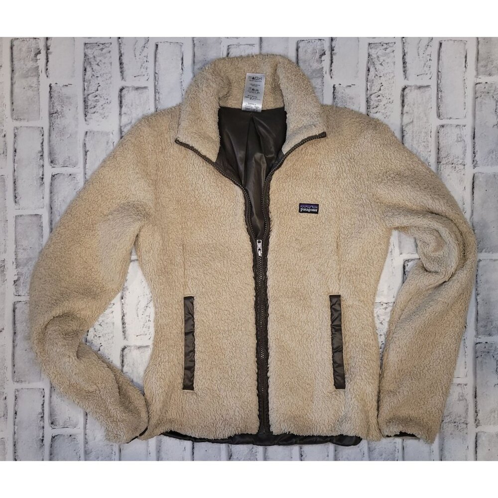 Patagonia Los Gatos High Pile Jacket Tan Khaki Women's Small Full Zip Sherpa